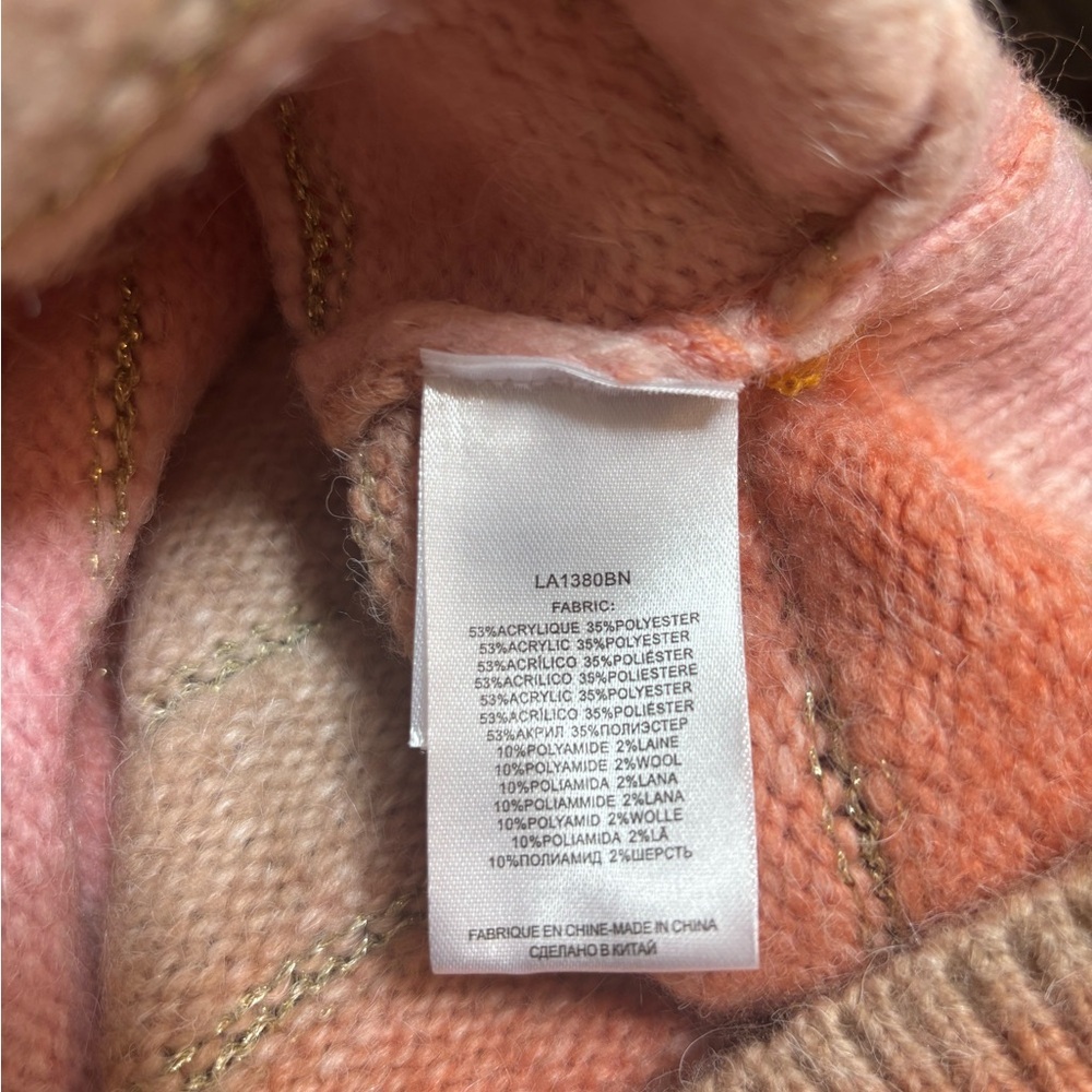 MOLLY BRACKEN PINK ORANGE STRIPED OMBRÉ PASTEL BATWING KNITTED SWEATER SZ S NWOT - Picture 7 of 10